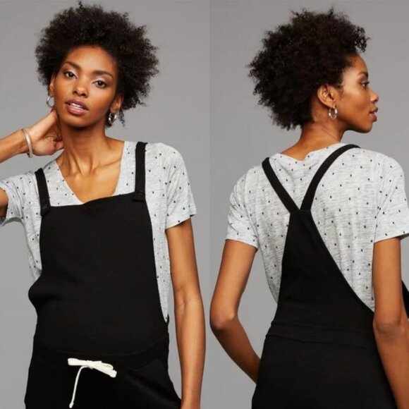 Monrow Maternity Tank Top Black Stretch Jersey Size Small Tie Front Adjustable S - Picture 1 of 9